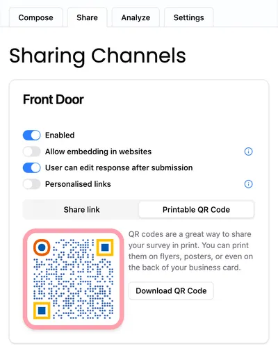 Feedback QR code example