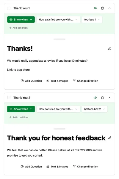 Success pages